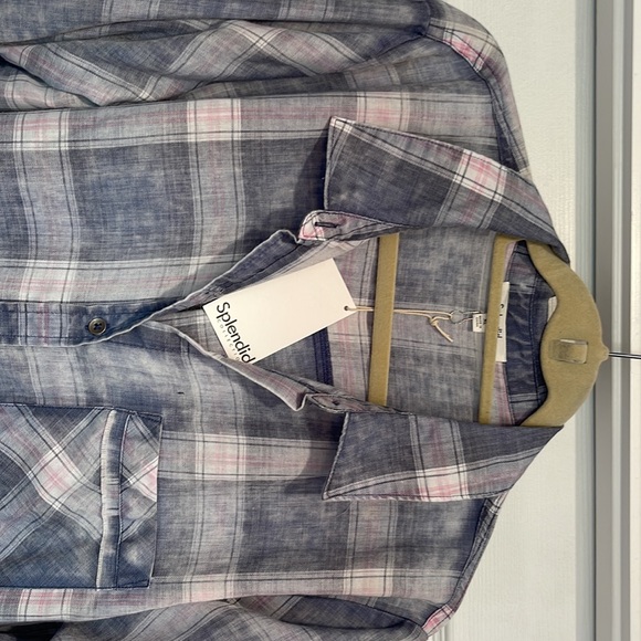 Splendid Summer Plaid Button Down Western NWT - Picture 2 of 6